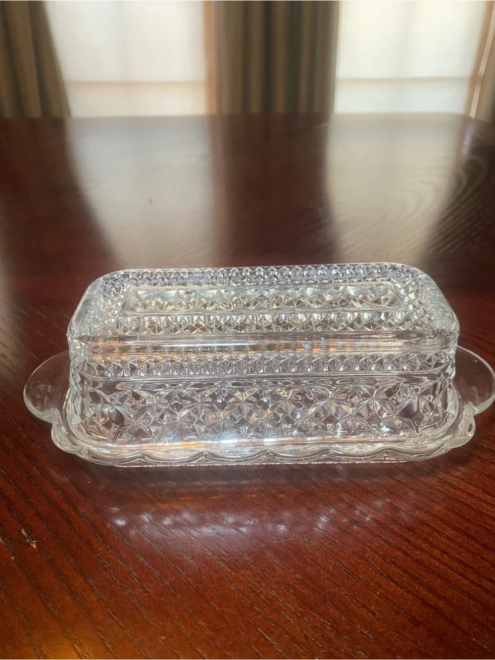 Anchor Hocking Wexford covered butter dish- Classic Diamond Cut